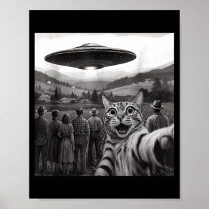 Poster Personnes regardant un chat extraterrestre drôle p