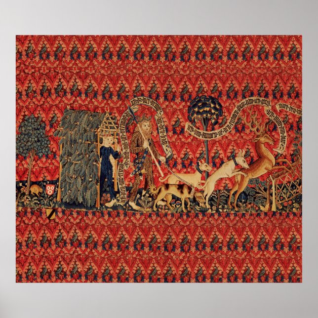 Poster PERSONNES SAUVAGES EN CHASSE DE CERF, Animaux, Flo (Devant)