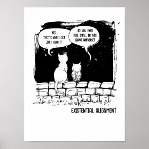 Poster Perspective de chat cosmique Art de chat drôle