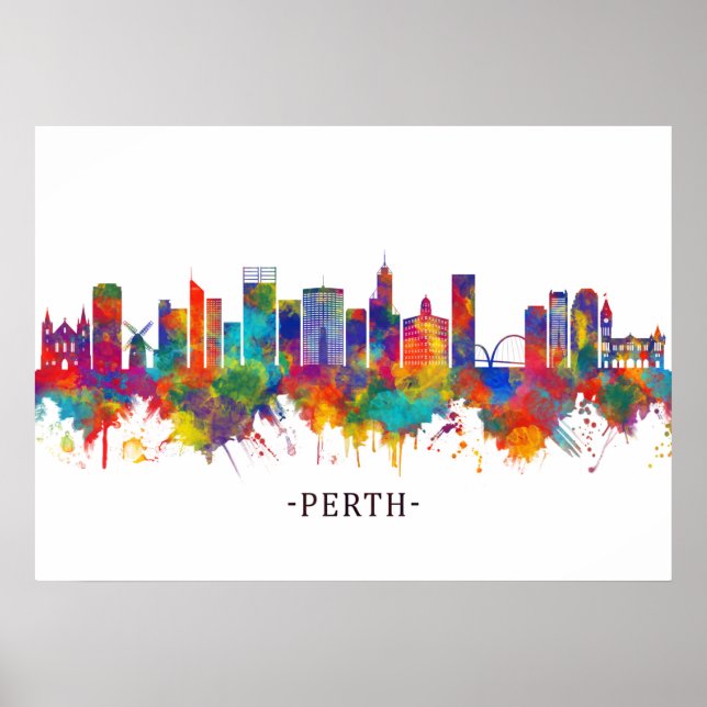 Poster Perth Australia Skyline (Devant)