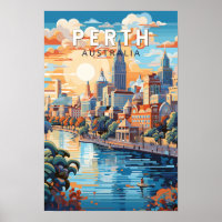 Perth Australie Voyage Art Vintage