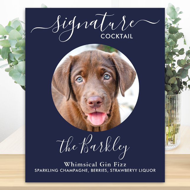Poster Pet Chien Mariage Signature Cocktail Marine Blue (Créateur téléchargé)