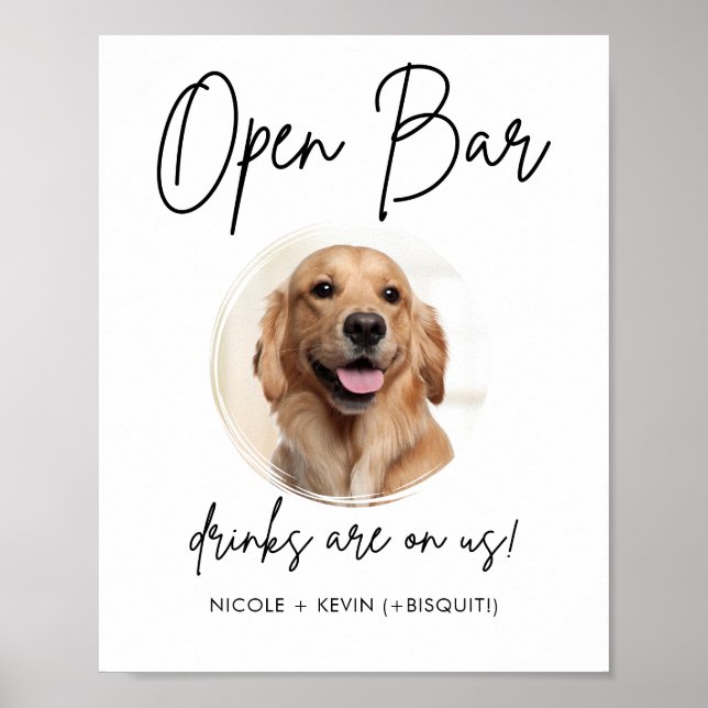 Poster Pet Dog Mariage Open Bar Boissons Signal (Devant)