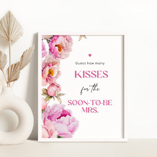 Poster Pétales brillant rose nuptiale Combien de baisers