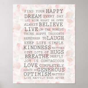 Poster Pétales de rose rose clair inspirantes positives