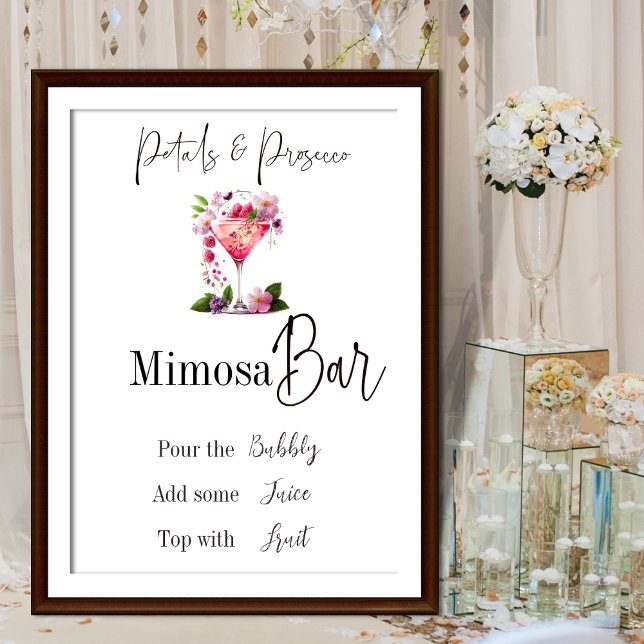 Poster Pétales et Prosecco Bar à fleurs pour mariage rose (Créateur téléchargé)