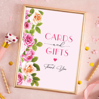 Poster Pétales et Prosecco floral rose Cartes et cadeaux