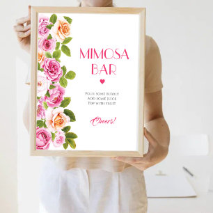 Poster Pétales et Prosecco floral rose Mimosa Bar