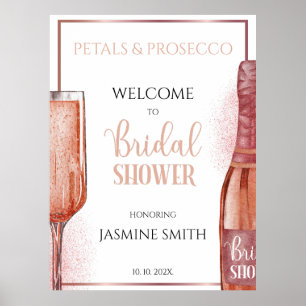 Poster Pétales et Prosecco Rose Gold Accueil de Mariage