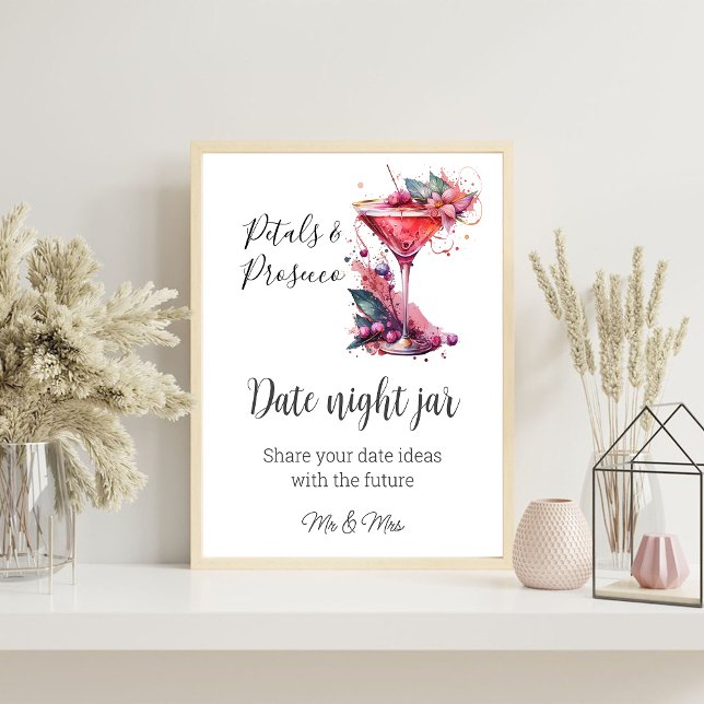 Poster Pétales & Procuco Fête des mariées Florale Date Je (Créateur téléchargé)
