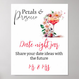Poster Pétales Prosecco Floral Brunch de Rentrée de Marié