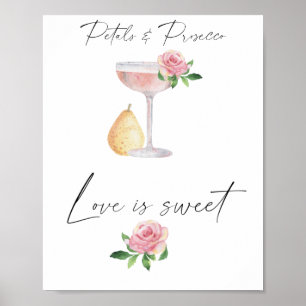 Poster Pétales & Prosecco - l'amour est doux, prenez une
