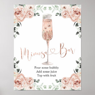 Poster Pétales Roses rose Dusty et bar Mimosa Prosecco