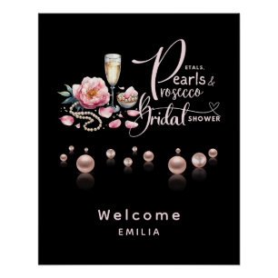 Poster Petals Pearls Prosecco préfère la Fête des mariées