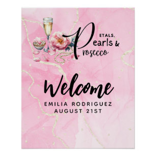 Poster Petals Pearls Prosecco préfère la Fête des mariées