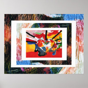 Poster Peter Max style original signé peinture acrylique