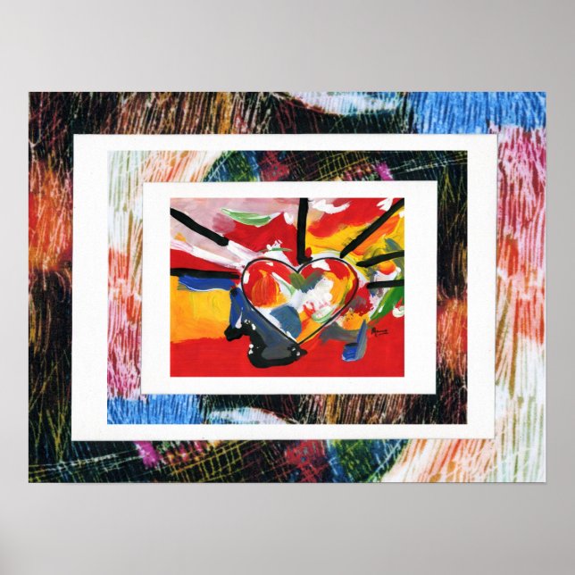 Poster Peter Max style original signé peinture acrylique (Devant)