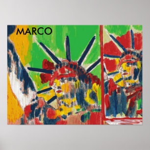 Poster Peter Max style original signé peinture acrylique