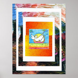 Poster Peter Max style original signé peinture acrylique