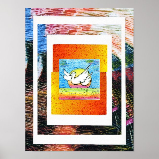 Poster Peter Max style original signé peinture acrylique (Devant)