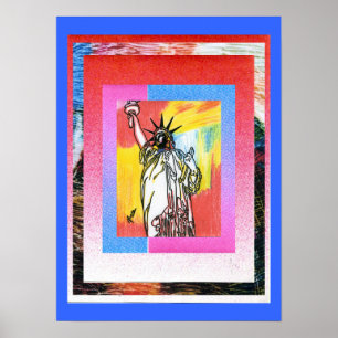 Poster Peter Max style original signé peinture acrylique