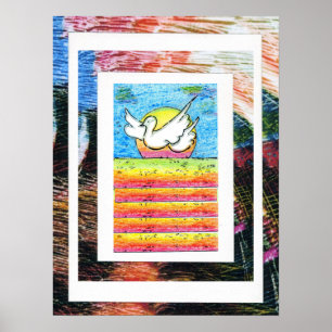 Poster Peter Max style original signé peinture acrylique