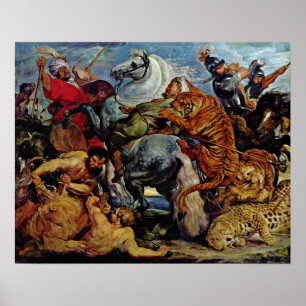 Poster Peter Paul Rubens - La chasse au tigre et au lion