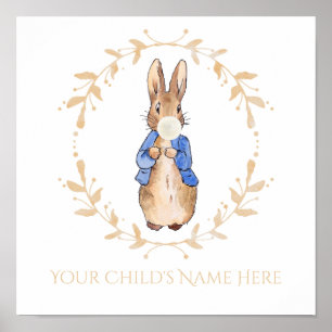 Poster Peter Rabbit Blowing White Gum Personalisation