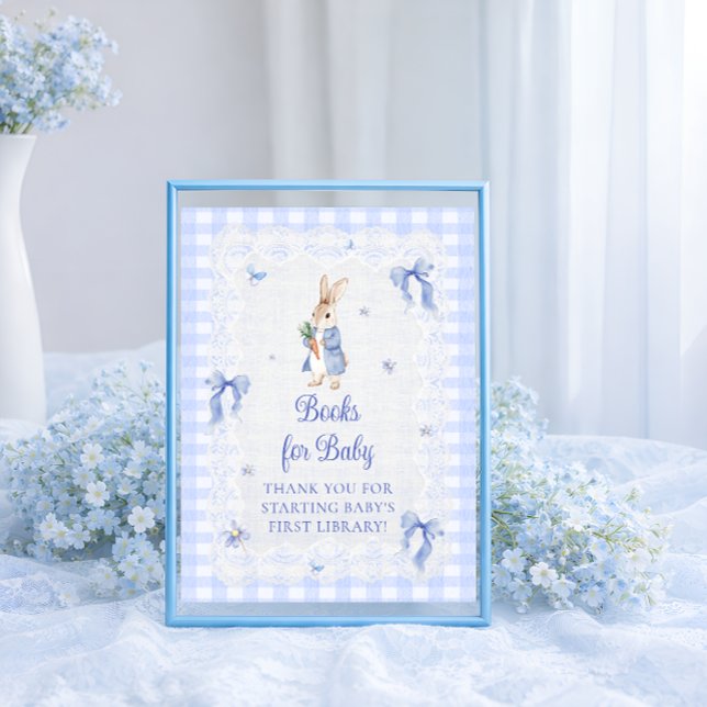 Poster Peter Rabbit Blue Bow Baby Shower Books for Baby (Créateur téléchargé)