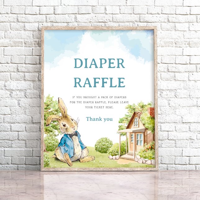 Poster Peter The Rabbit Diaper Raffle Baby shower Jeu (Créateur téléchargé)