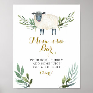 Poster Petit Agneau doux vert Momosa Bar