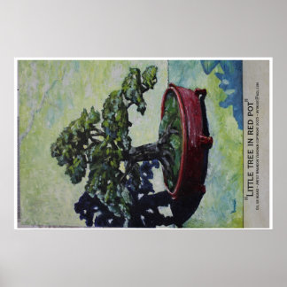 Poster Petit arbre en pot rouge