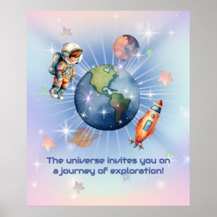 Poster Petit Astronaute Mignon dans l'Espace