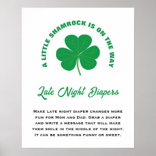 Poster Petit Baby shower Amusant Shamrock Diapositives ta