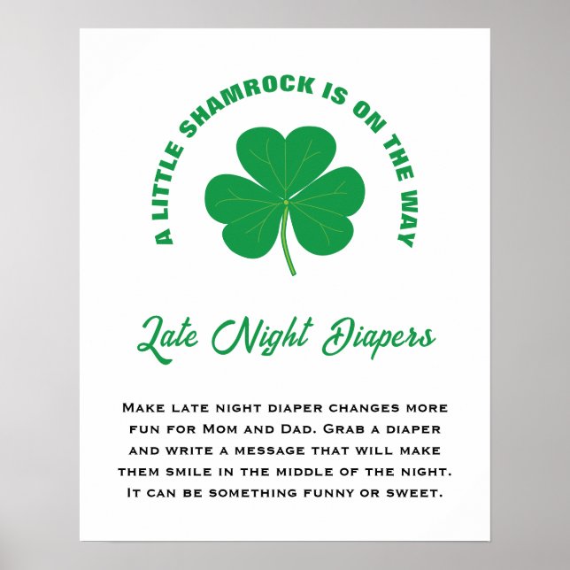 Poster Petit Baby shower Amusant Shamrock Diapositives ta (Devant)