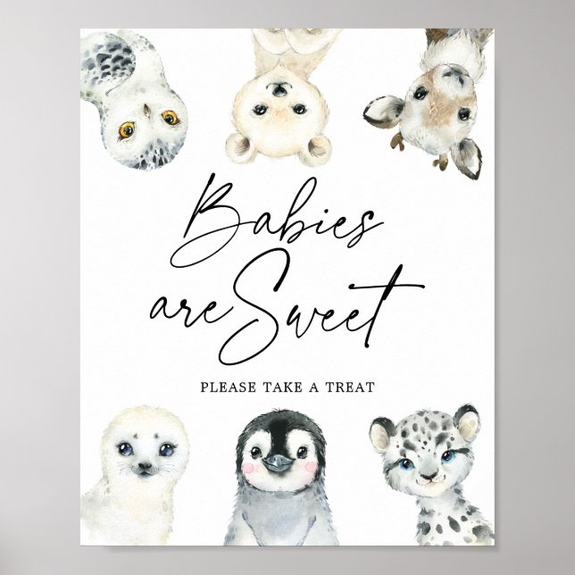 Poster Petit Baby shower arctique Les bébés sont un signe (Devant)