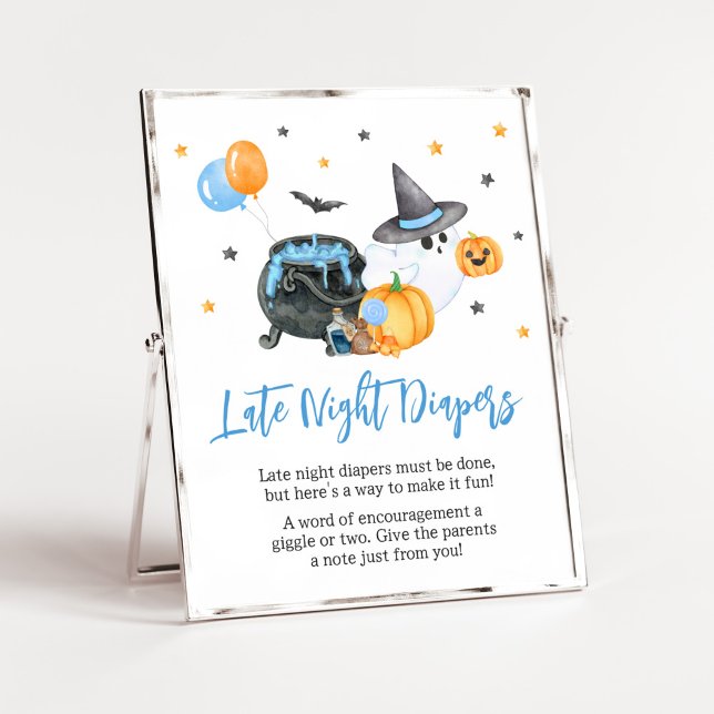 Poster Petit Baby shower Boo Diapeurs de nuit (Ghost Halloween Baby Shower
Lare Night Diapers Sign)