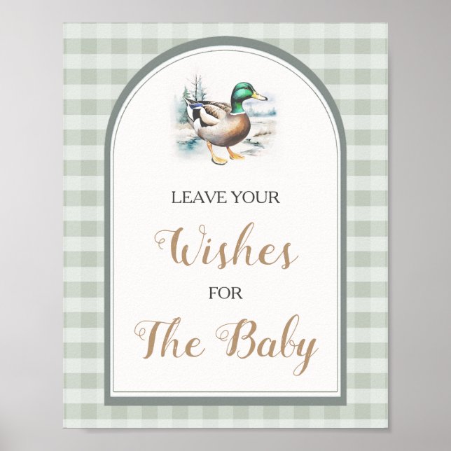 Poster Petit Baby shower De Canard Laissez Vos Voeux (Devant)