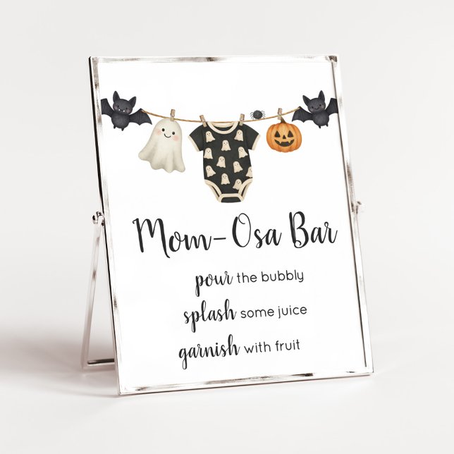 Poster Petit Baby shower de ligne de linge de maison Mama (Halloween Little Boo Clothesline Baby Shower Sign)
