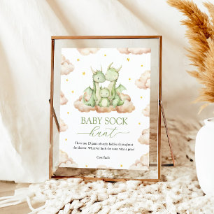Poster Petit Baby shower Dragon Bébé Chasse Sock Signal