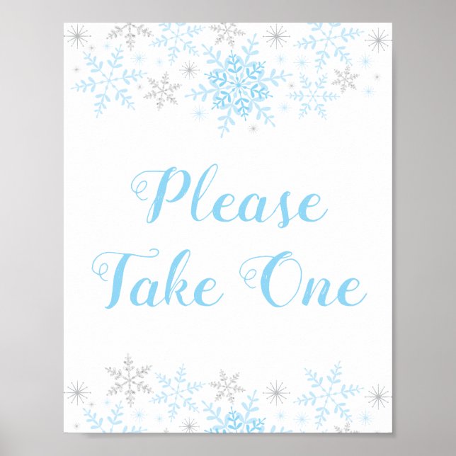 Poster Petit Baby shower Garçon Flocon De Neige Prendre U (Devant)