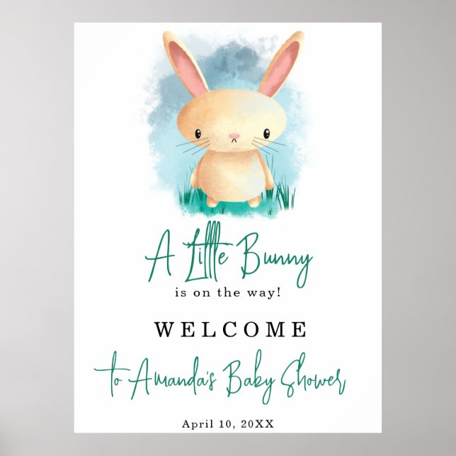 Poster Petit baby shower lapin (Devant)