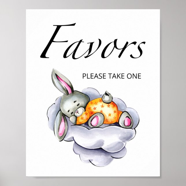 Poster Petit baby shower lapin en faveur (Devant)
