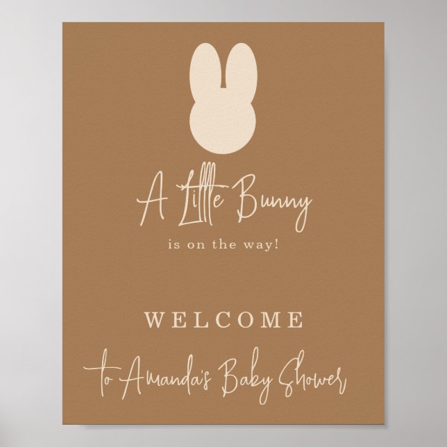Poster Petit baby shower lapin simple (Devant)