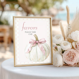 Poster Petit Baby shower Pois blanc Citrouille Faveurs