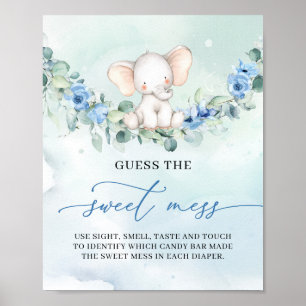 Poster Petit bébé éléphant floral Guess The Sweet Mess je