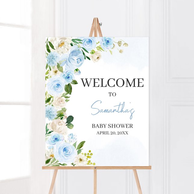 Poster Petit bébé en fleurs Baby shower Bienvenue (Spring Flowers Baby Shower Welcome Sign)