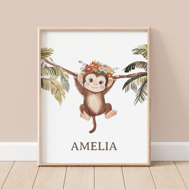 Poster Petit Bébé Singe Boho Safari Nursery Wall (Créateur téléchargé)