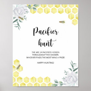 Poster petit bee pacifier chasse jeu de baby shower
