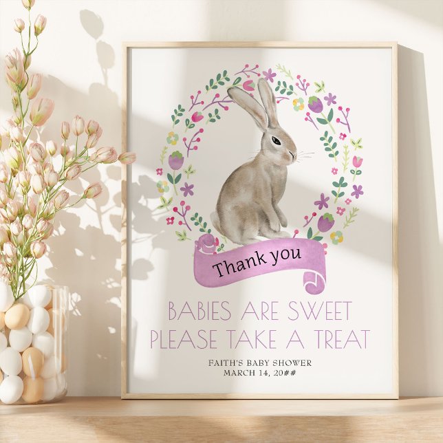 Poster Petit Bunny Baby shower de printemps Favoriser tab (Easter Rabbit Favor Table Sign from my Little Bunny & Little Lamb Baby Shower collection)